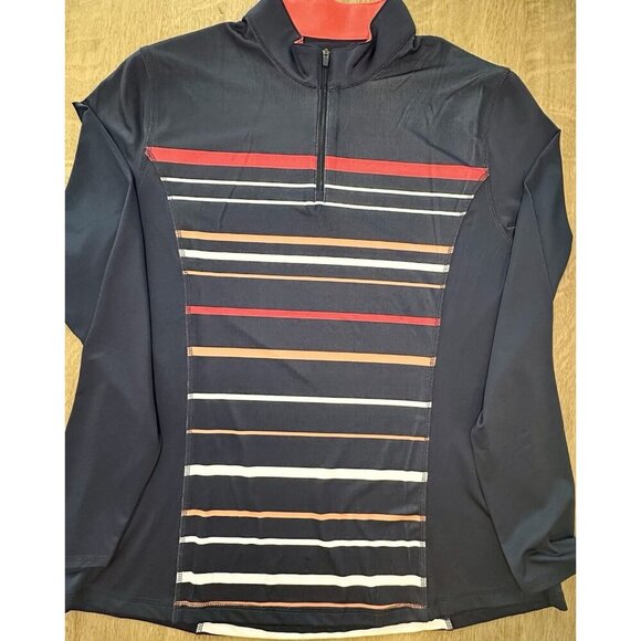 Callaway Men's Size XL Pullover 1/4 Thin Collard Lightweight Blue w/Stripes - Picture 4 of 10